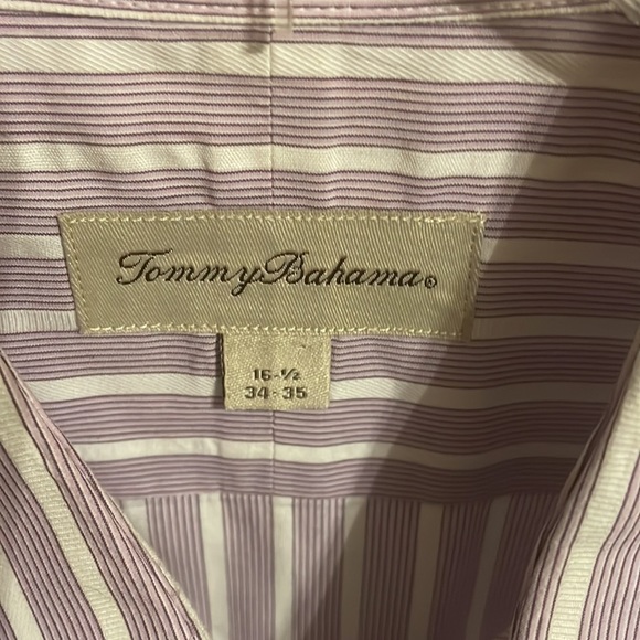 Tommy Bahama Shirt Men Large Lrg L 16.5 34-35 Purple Stripe Button Up LS Dress - Picture 2 of 12